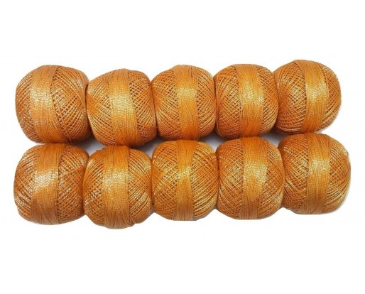 ORANGE with SILVER - Lot Set of 10 - Cotton with Lurex Jari Zari Yarn Thread - For Crochet Lace Knitting Embroidery Trim - 1000+ Yards - 200 Grams